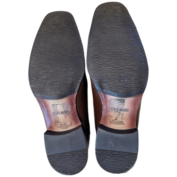 STEVE Madden P-Sutton Square Toe Brown Leather Dress Loafers (13) - Picture 5 of 8
